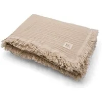 Plaid Musselin Sofadecke - Tagesdecke - 100% Bio-Baumwolle - 135x200 cm, hutch&putch, Decke aus 4-Lagen Musselin - mit Fransen - als Überwurf