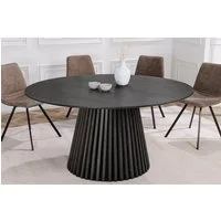 riess-ambiente Esstisch VALHALLA WOOD 120cm schwarz · runder Küchentisch im Japandi-Design (Einzelartikel, 1-St), 6 Personen · Säulenfuß aus Massivholz · Eiche