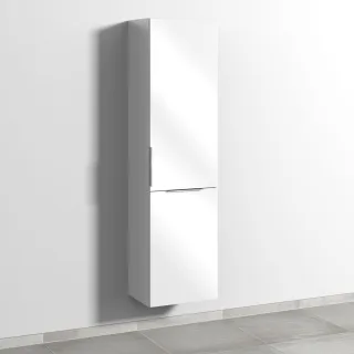 Sanipa 3way Stauraumschrank mit 1 Tür und 1 Wäschekorbklappe, Weiß-Glanz UF18578