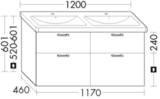 Burgbad WTU.-Schr. Sys30 PG2 Echo 601x1170x460 Eiche Dekor Rost, WZFD117F6327 WZFD117F6327