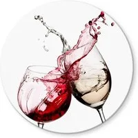 K&L Wall Art Glasbild Glas Wandbild Rund Glasbild Weingläser Küche Feierabend Wein, Wandschutz Deko Bilder