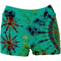 Guru-Shop Hose & Shorts Batik Pantys, Unikat Shorts, Bikini Pantys - grün alternative Bekleidung