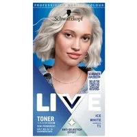 Schwarzkopf Haarfarbe LIVE Blonde Perfector Toner T1 Ice White, Set, Anti-Gelbstich