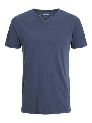 JACK&JONES - JJESPLIT NECK TEE SS NOOS Navy Blazer - Gr. - M