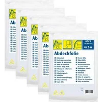 ARLI Abdeckfolie 4 x 5 m HDPE Transparent, für Abdeckung von Möbeln, Böden und Geräten für Maler, Handwerker und Heimwerker, (5-St)