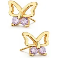 Goldene Hufeisen Paar Ohrstecker Ohrringe Gold Lila Schmetterling 925 Gelbgold 18k vergoldet (inkl. Schmuckbox), Goldschmuck für Mädchen