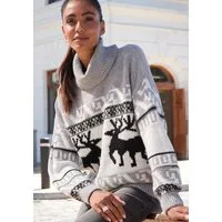 Vivance Rollkragenpullover mit Wintermotiv, Strickpullover, Norwegerpullover, Weihnachtspullover