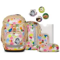 ergobag Schulranzen Schulranzen-Set PACK Flower PowBär 6-teilig (6-teilig), ergonomisch, höhenverstellbar, Your-Size-System