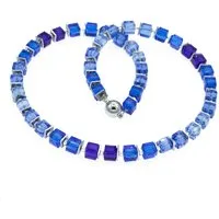 Bella Carina Perlenkette Glaswürfel Perlenkette blau mit Hämatit Scheiben