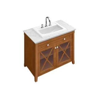 Villeroy und Boch HOMMAGE Einbau-Waschtisch 7102A1R1 63x52,5cm, 3 Hahnlöcher, Überlauf, weiß C-plus