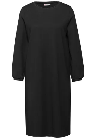 Street One - Jersey-Kleid in Unifarbe Black - Gr. - 34