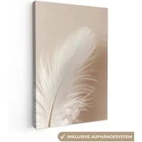 OneMillionCanvasses® Leinwandbild Feder - Minimalistisch - Rosa, Fotodruck (1 St), Leinwand Canvas Wandbild, Wanddekoration 20x30 cm