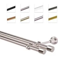 MDEKOR Gardinenstange Vorhangstange 19mm, 2-läufig, 2-läufig Wandmontage, 120 cm Edelstahl