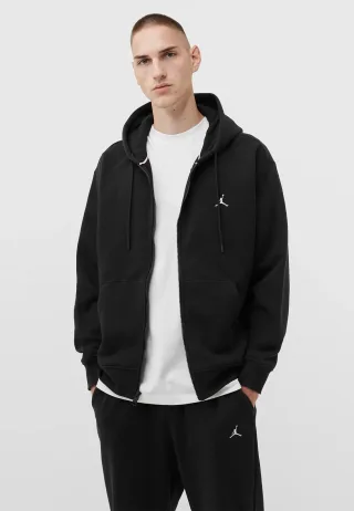 Nike Jordan Fleece Kapuzenpullover mit Reißverschluss in Schwarz