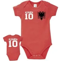 Blondie & Brownie Strampler Albanien Kinder Baby Albania Sport Trikot Fußball Meister WM Europa EM Kinder Baby Albanien Albania Fußball Body Trikot Fan WM EM Europa Set