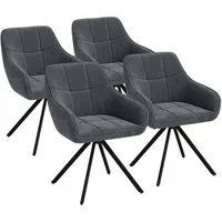 skølm Esszimmerstuhl Sköll Drehstuhl mit Samt-Bezug (4er Set, dunkelgrau, bis 150 kg), Küchenstuhl, höhenverstellbar & drehbar, verfügbar als 2er/6er Set
