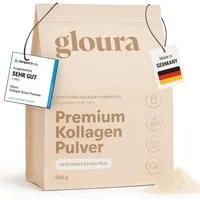 Gloura Gloura Premium Kollagen Hydrolysat Pulver (Typ 1 & 3) Pulver, 1 er 500 g, Frei von Zusatzstoffen, geschmacksneutral, gut löslich
