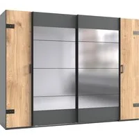 Wimex Schwebetürenschrank Stockholm, Schlafzimmerschrank mit Industrial-Look, rustikale Optik Kleiderschrank mit Spiegel BESTSELLER Schrank Garderobe