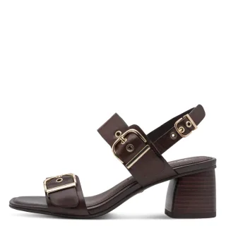 Tamaris - Sandalette mit Blockabsatz und verstellbaren Schnallen braun - Gr. - 37