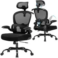 COMHOMA Bürostuhl Ergonomischer Schreibtischstuhl mit 3D Kopf- und Lendenwirbelstütze (Packung), verstellbare Kopfstütze und Armlehnen, Höhenverstellbar