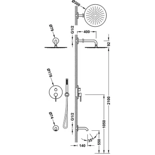 Tres Bausatz 3 Wege Unterputz Einhebelmischer Rapid box für die Dusche , 26237302 26237302