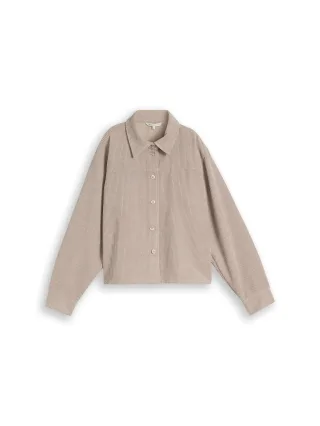Denim Tom Tailor - Boxy Fit Cordbluse atmosphere beige - Gr. - XXL