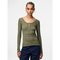 pieces Langarmshirt PCKITTE LS TOP NOOS BC Baumwollmischung, slim fit