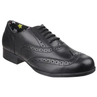 Hush Puppies Kada Senior Leder Mädchen schwarze Brogues
