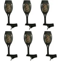 Harms Import LED Solarleuchte, LED-Leuchtmittel fest verbaut, Warmweiß, LED Solarfackeln für Außen flackernd Balkon Gartendeko Solar 6er Set