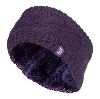 Damen Kabel gestrickt Fleece gefüttert Thermal Winter Ohrwärmer Stirnband
