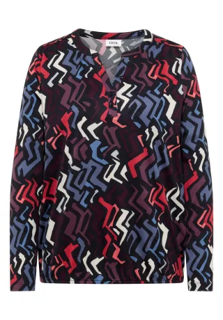 CECIL - Gemustertes Tunika-Shirt schwarz - Gr. - XS