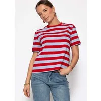 SASSYCLASSY T-Shirt Shirt mit Blockstreifen für Damen Oversize T-Shirt mit Rundhalsausschnitt und kurzen Ärmeln