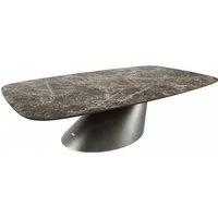 DELIFE Couchtisch Edge, Boot 140x80 cm Keramik Emperador Extra Lucidato Dunkelbraun Conis Meta