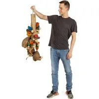 Happy Bird Tier-Intelligenzspielzeug Riesen-Holz-Kokusnuss Vogelspielzeug, Java Kaffeeholz, Shredder-Spielzeug für Papageien, 100 x 30 x 32 cm