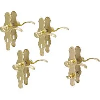 Alpertec Türbeschlag Türbeschlag 4er Set, Messing für 3 x Zimmertüren und 1 x Bad/WC Türe (Spar-Set, 4 St., Sparset), Messing poliert
