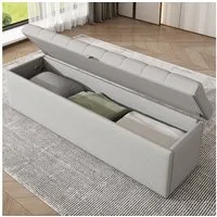 i@home Bettbank Betthocke Samt mit Stauraum (Polsterbank 140 cm Sitzhocker & Aufbewahrungsbox in einem, 1-St., Ziersteppung), elegante Betthocker für Schlafzimmer