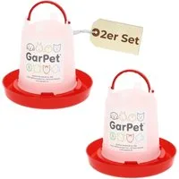 GarPet Wasserspender 2er Set Hühnertränke 0,75 L Geflügeltränke Wasserspender Kükentränke 0.75 l