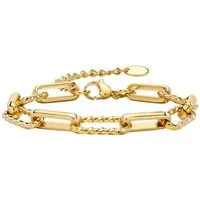 KARMA Gliederarmband Damen Silber oder Gold Armschmuck Damenarmband (Karabinerverschluss, Damenarmband), 16+4,5 cm wasserfest & antiallergisch