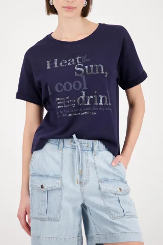 monari - Sweatshirt mit toniger Schrift marine - Gr. - 44