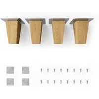sossai® Möbelfuß Holzfüße Eckig gerade Ausführung - Eiche, (4-St), 8cm - 71cm