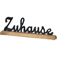 Levandeo® Deko-Schriftzug, Schriftzug Zuhause Mangoholz Metall Tischdeko
