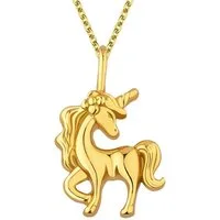 Limana Kette mit Anhänger 925 Sterling Silber Gold 36cm-39cm Pferde Einhorn Kinderkette (inkl. Geschenkdose), Geschenk für Kinder Mädchen Kinderschmuck
