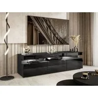 yourhouse24 Lowboard BRASILIA TV-Schrank Hochglanz Artisan Eiche Schwarz Fernsehschrank