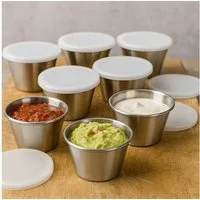 Koopman Servierschale Dipschale Soßenschale Saucenschale Snackschale Edelstahl 16 Stk., Edelstahl, (Set, 16-tlg), mit Deckel, Spülmaschinenfest, Auslaufsicher, für Dips, Soßen etc.