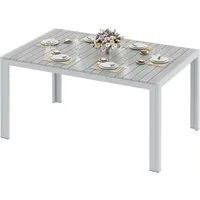 TLGREEN Gartentisch Wetterfest,Balkontisch Aluminium mit WPC Tischplatte, (Outdoor Esstisch für Balkon und Terrasse, Leichtgewicht), Stabiler Quadratisch Terrassentisch