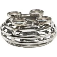Kobolo Kerzenhalter Dekokranz rund aus Metall für 4 Kerzen (silber)