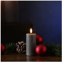 Deluxe Homeart LED-Kerze Mia Echtwachs Deluxe Wachsspiegel flackernd H: 10cm D: 5cm grau, LED Classic, warmweiß (2100K bis 3000K)