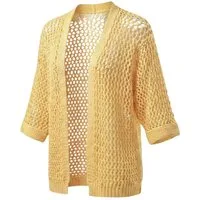 OriginalYou Cardigan Damen Strickjacke Häkelmuster luftiger Sommer Cardigan modernes Loch-Strick-Muster, One Size 40-44