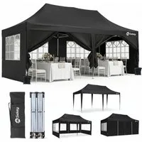 Sekey Faltpavillon Pavillons 3x6 m Partyzelte Gartenzelt Festzelt, Gartenpavillon mit 4 Seitenteilen und 2 Eingängen, Wasserdicht & UV50+