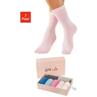 LASCANA Basicsocken für Damen mit eingestricktem Markenlogo (Box, 7-Paar) in ansprechender Geschenkbox